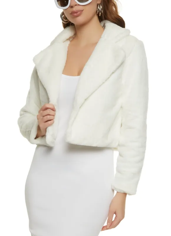 Faux Fur Open Front Cropped Jacket sold by Rainbow