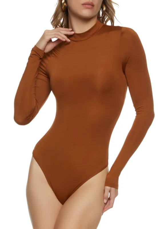 Solid Mock Neck Long Sleeve Bodysuit sold by Rainbow