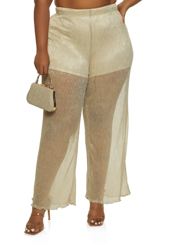 Plus Size Lurex Sheer Palazzo Pants sold by Rainbow