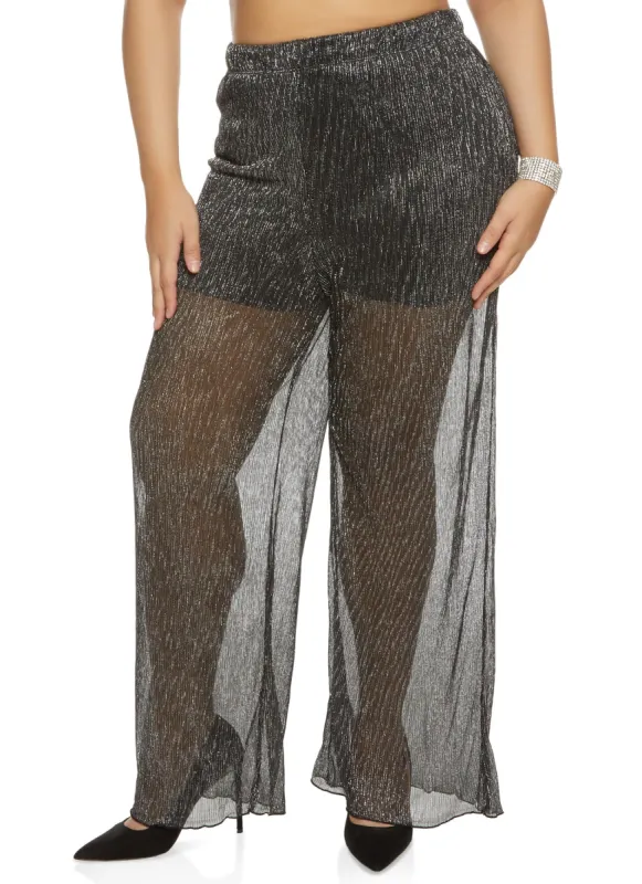 Plus Size Lurex Sheer Palazzo Pants sold by Rainbow