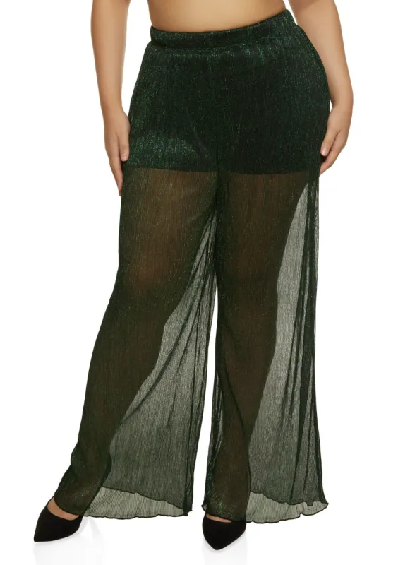 Plus Size Lurex Sheer Palazzo Pants sold by Rainbow