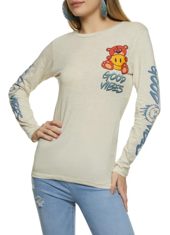 Long Sleeve Good Vibes Graphic Tee sold by Rainbow