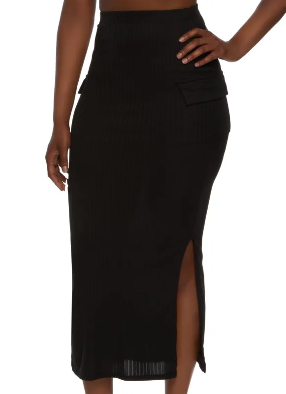 Ribbed Knit Cargo Skirt sold by Rainbow