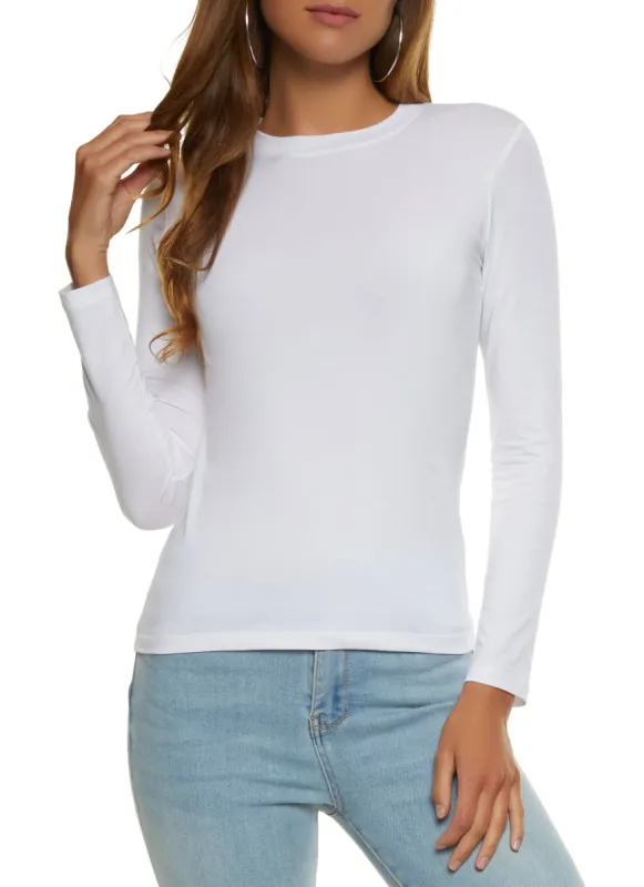 Solid Crew Neck Long Sleeve Tee sold by Rainbow