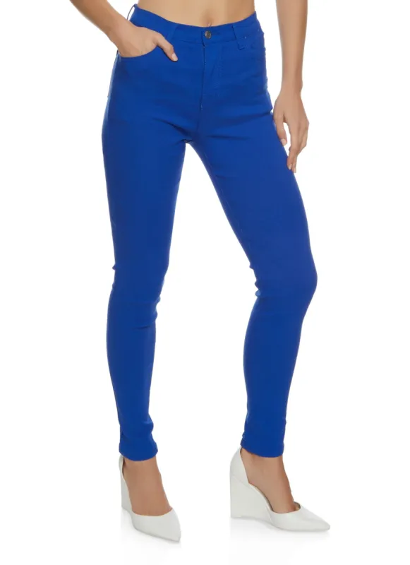 Solid High Waist Skinny Jeans made by Rainbow