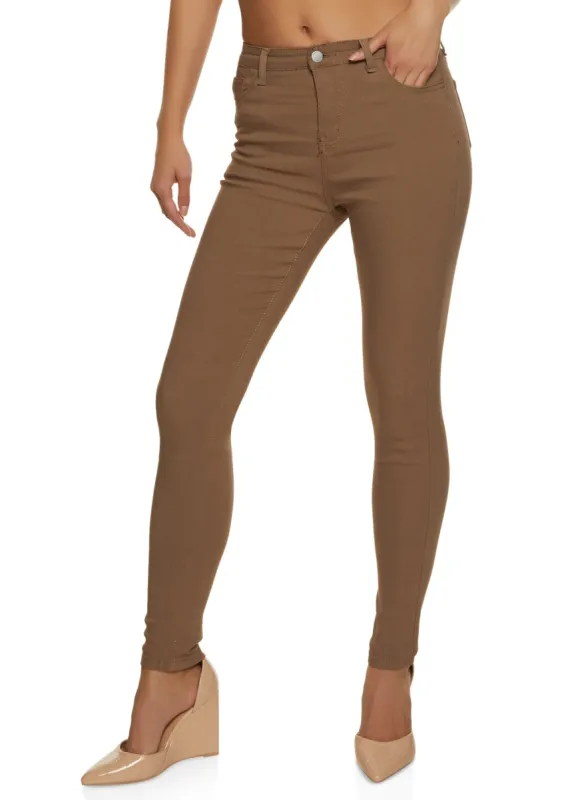 Solid High Waist Skinny Jeans made by Rainbow