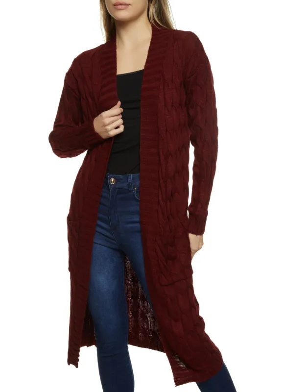 Cable Knit Long Cardigan sold by Rainbow