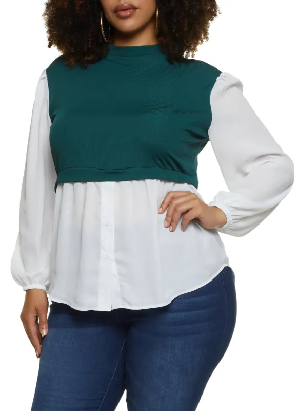 Plus Size Mock Neck Sweater Vest Shirt sold by Rainbow
