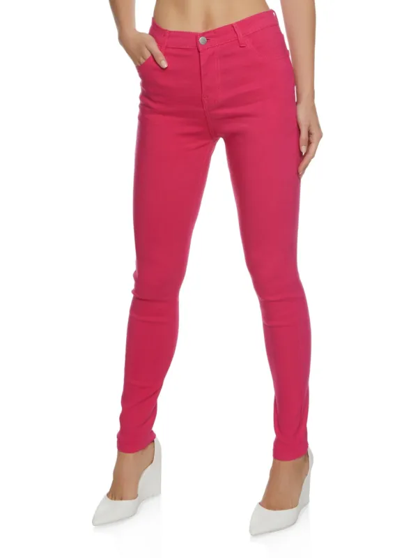 Solid High Waist Skinny Jeans made by Rainbow