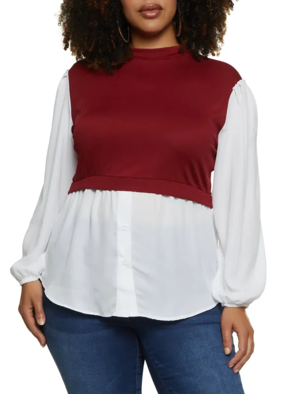 Plus Size Mock Neck Sweater Vest Shirt sold by Rainbow