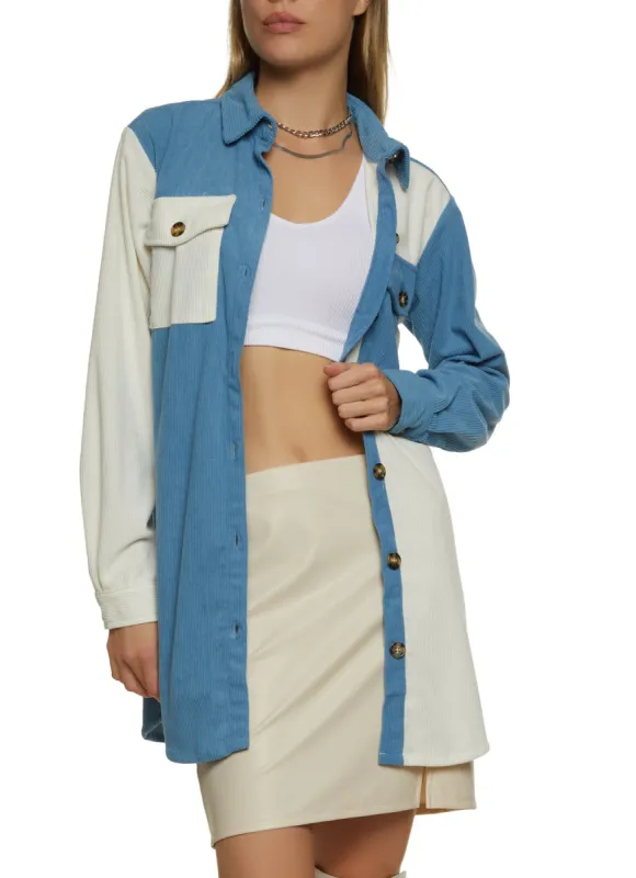 Corduroy Button Front Tunic Shirt sold by Rainbow