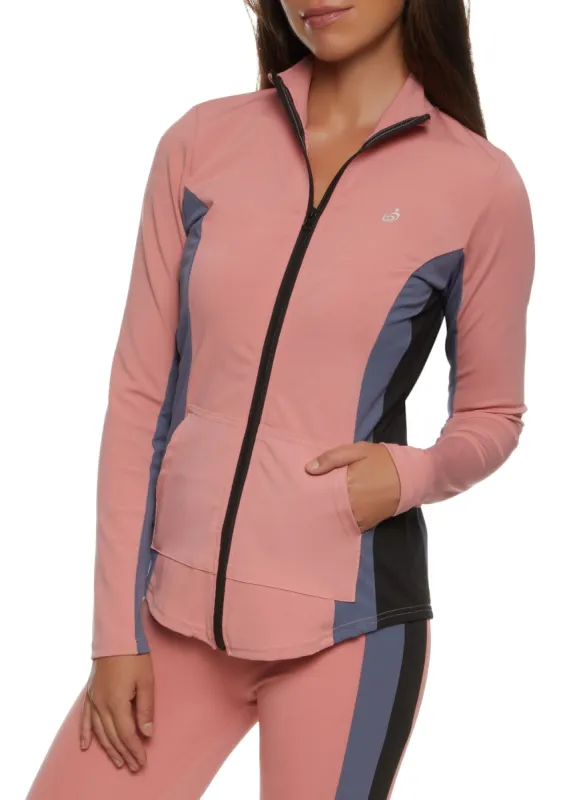 Color Block Mock Neck Active Track Jacket sold by Rainbow