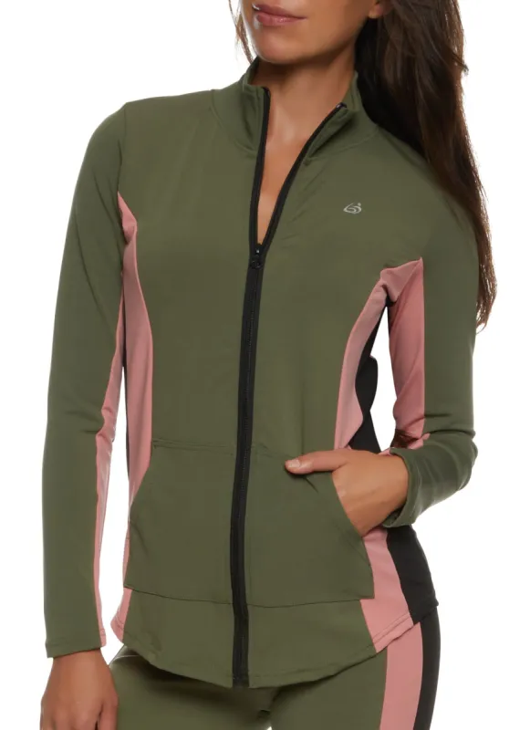 Color Block Mock Neck Active Track Jacket sold by Rainbow