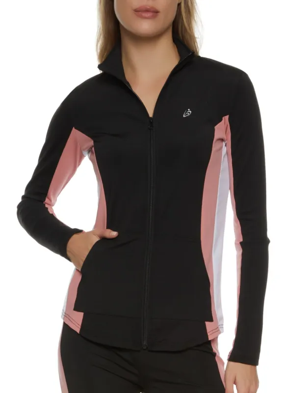 Color Block Mock Neck Active Track Jacket sold by Rainbow