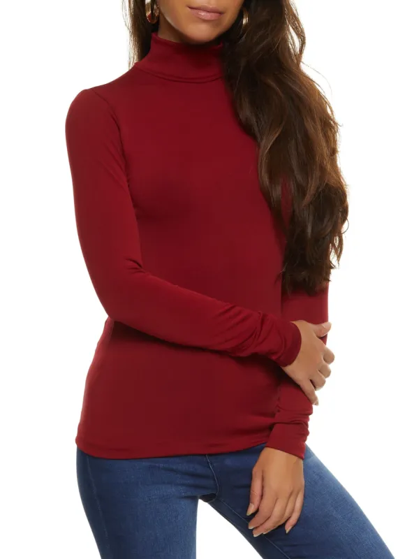 Basic Seamless Mock Neck Long Sleeve Tee sold by Rainbow