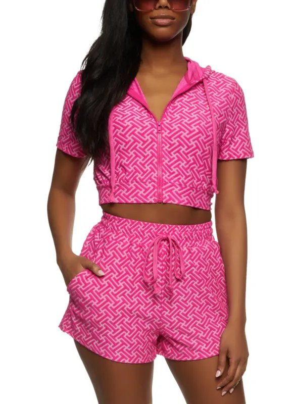 Zip Front Short Sleeve Hoodie sold by Rainbow