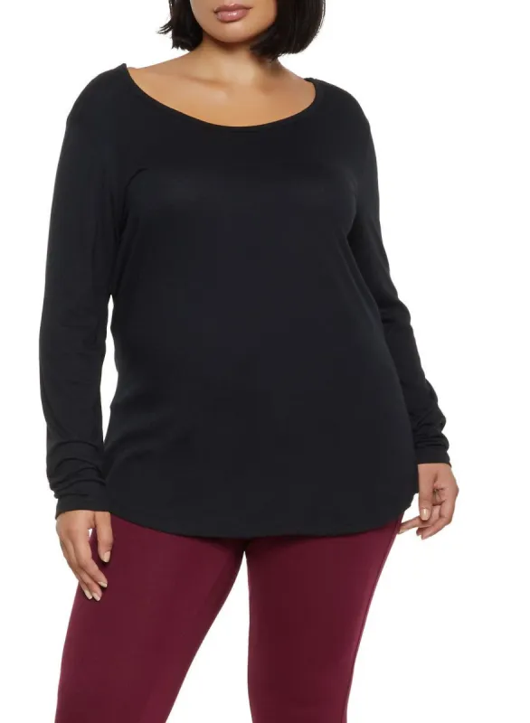 Plus Size Scoop Neck Basic Top sold by Rainbow