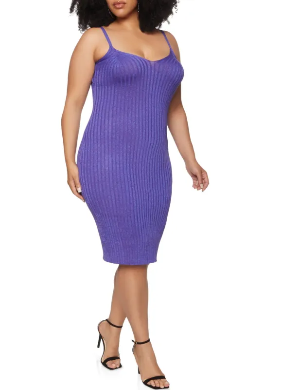 Plus Size Ribbed Knit Midi Cami Dress sold by Rainbow