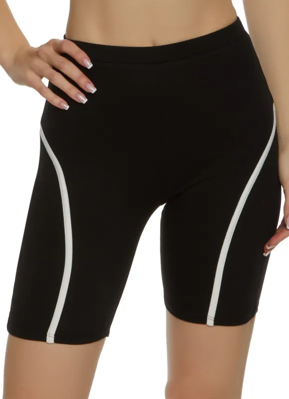 Striped Detail Biker Shorts sold by Rainbow