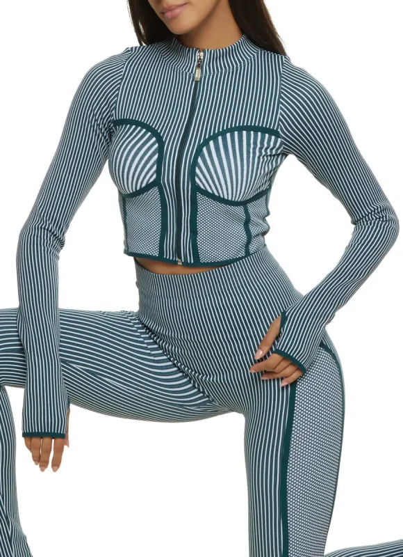 Seamless Striped Bustier Trim Track Jacket sold by Rainbow