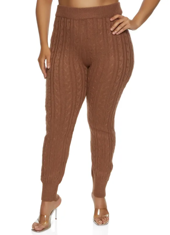 Plus Size Cable Knit Skinny Leg Pants sold by Rainbow