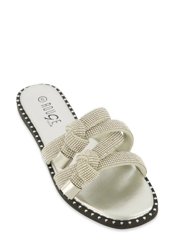Rhinestone Knot Band Slide Sandals sold by Rainbow