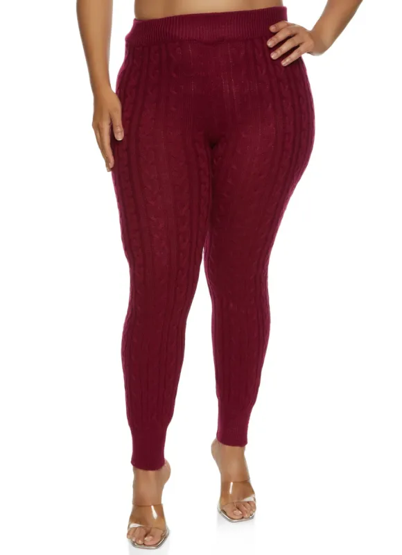 Plus Size Cable Knit Skinny Leg Pants sold by Rainbow