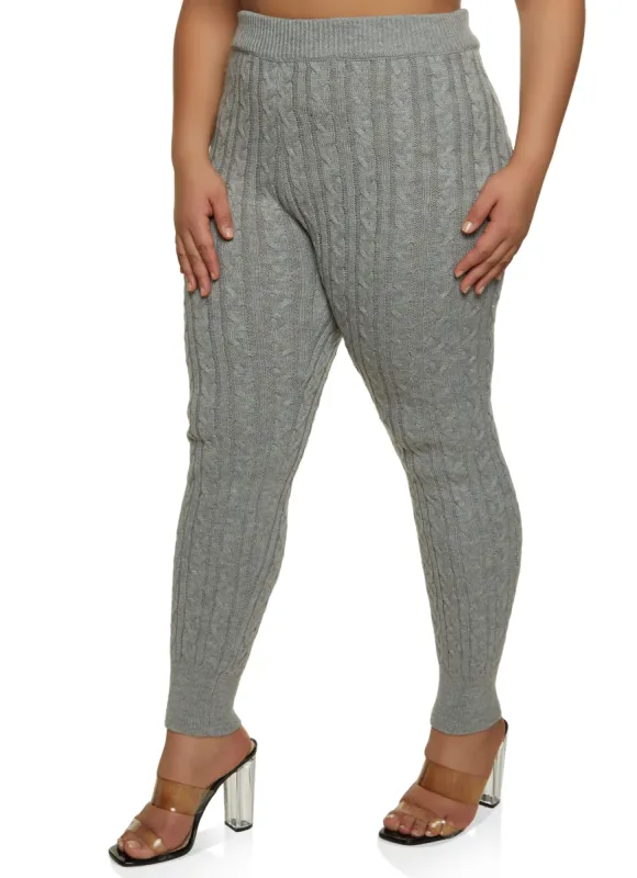 Plus Size Cable Knit Skinny Leg Pants sold by Rainbow