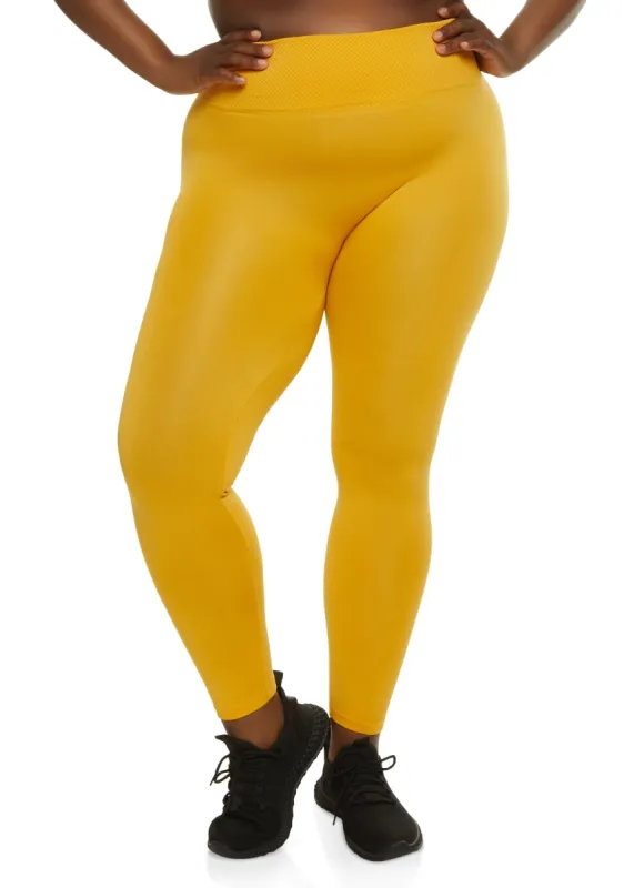 Plus Size Fleece Lined Seamless High Waist Leggings sold by Rainbow