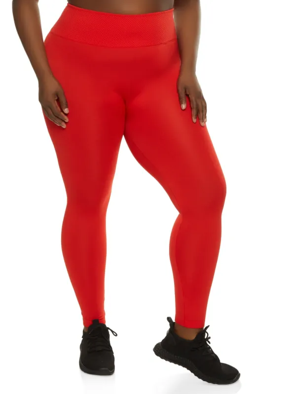 Plus Size Fleece Lined Seamless High Waist Leggings sold by Rainbow