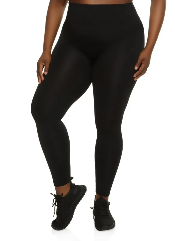 Plus Size Fleece Lined Seamless High Waist Leggings sold by Rainbow