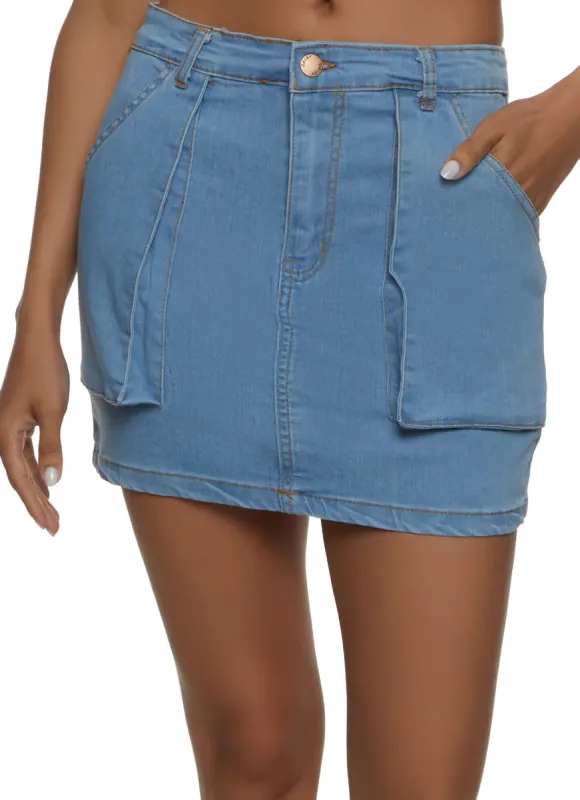 Dual Pocket Denim Mini Skirt sold by Rainbow