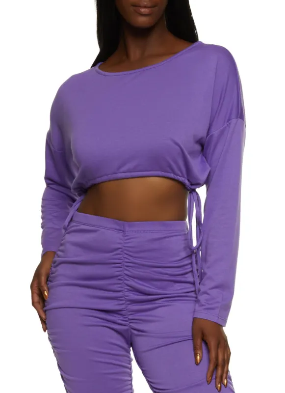 French Terry Drawstring Hem Cropped Sweatshirt sold by Rainbow