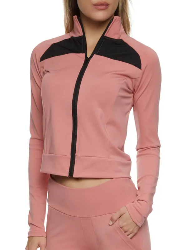 Zip Front Mock Neck Track Jacket sold by Rainbow