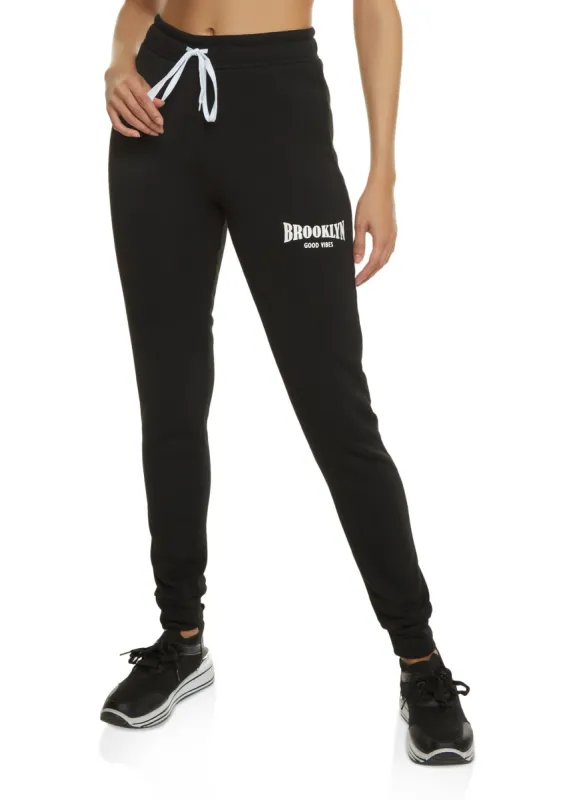 Brooklyn Good Vibes Drawstring Joggers sold by Rainbow