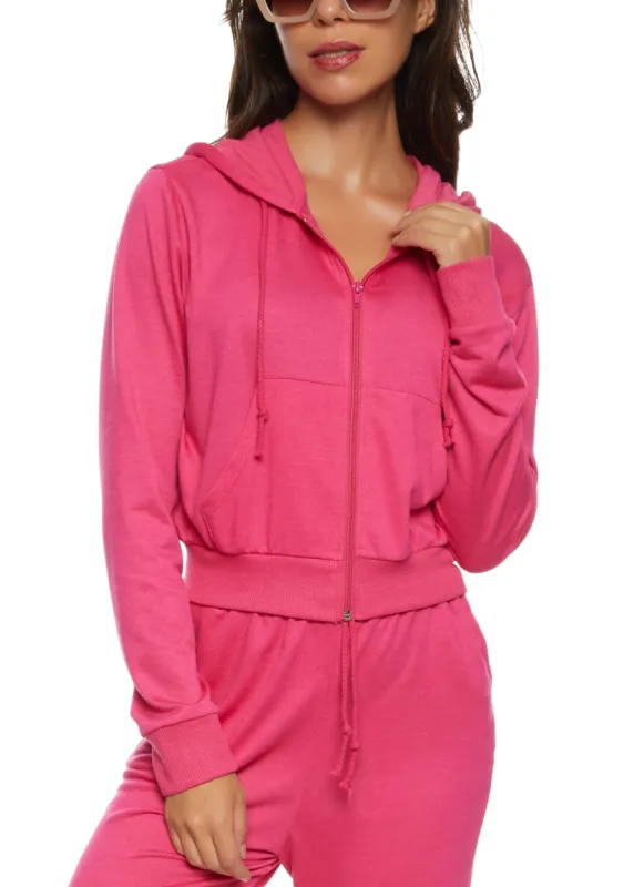 Solid French Terry Zip Front Hoodie sold by Rainbow