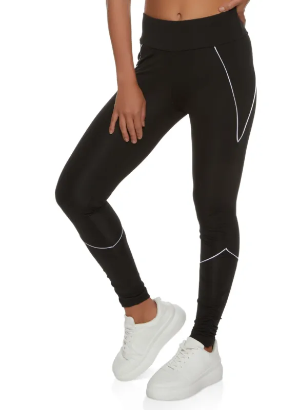 Contrast Piping Detail High Waist Leggings sold by Rainbow