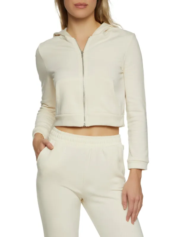 Cropped Zip Front Hoodie sold by Rainbow