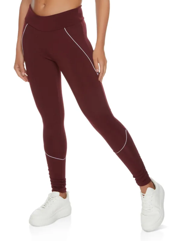 Contrast Piping Detail High Waist Leggings sold by Rainbow