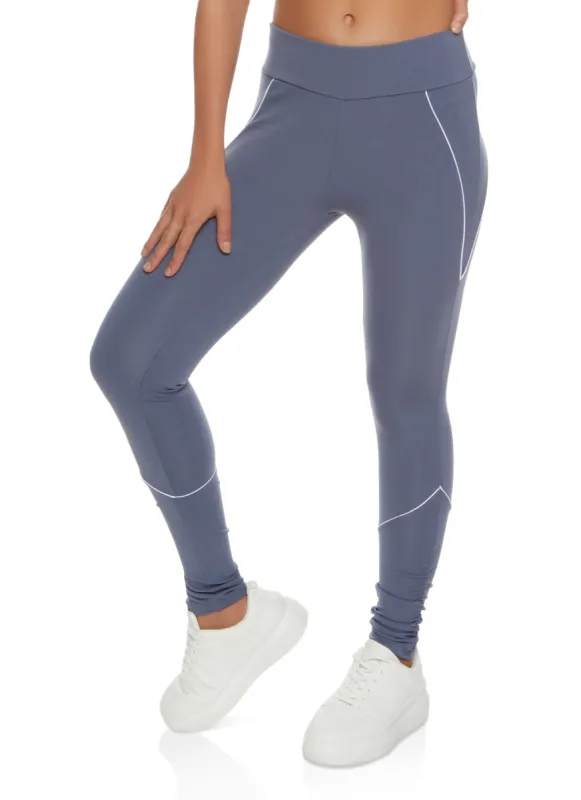 Contrast Piping Detail High Waist Leggings sold by Rainbow