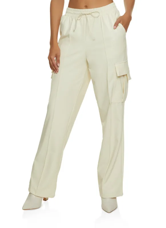 Faux Leather Pintuck Cargo Pants sold by Rainbow