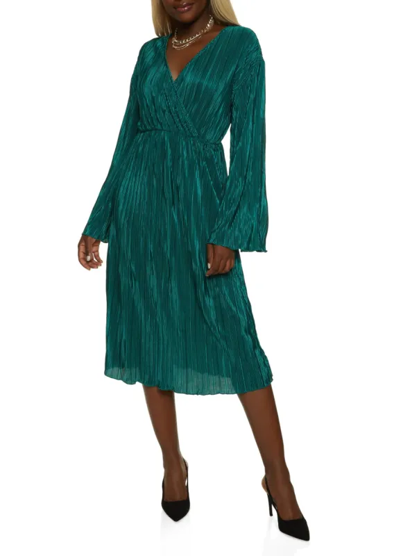 Plisse Faux Wrap Dress sold by Rainbow