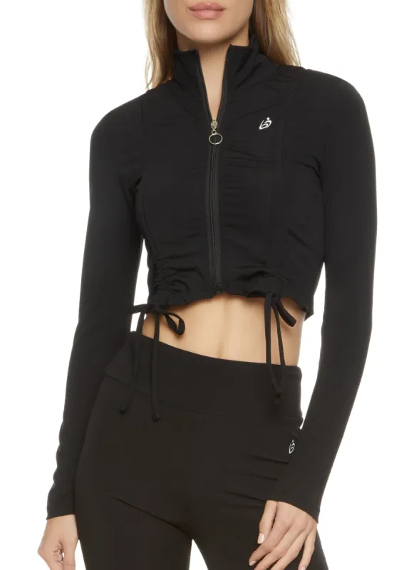 Ruched Drawstring Cropped Track Jacket sold by Rainbow