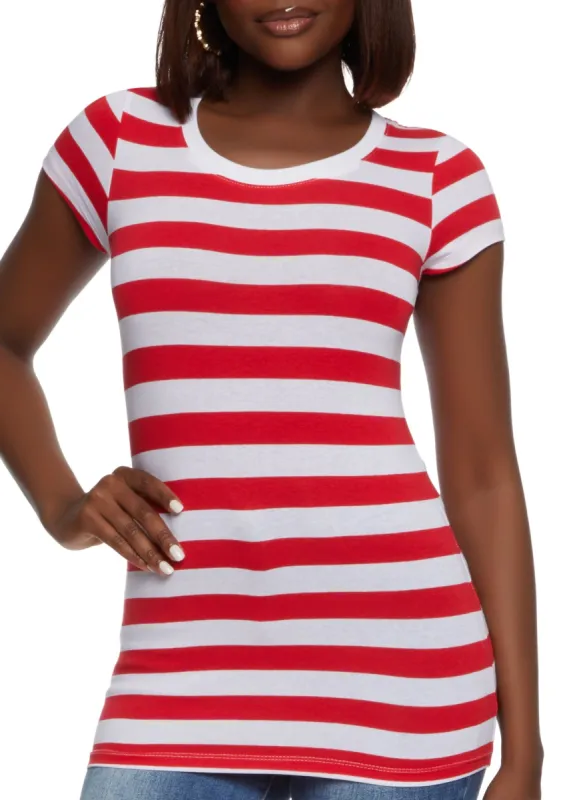 Striped Crew Neck Tee sold by Rainbow