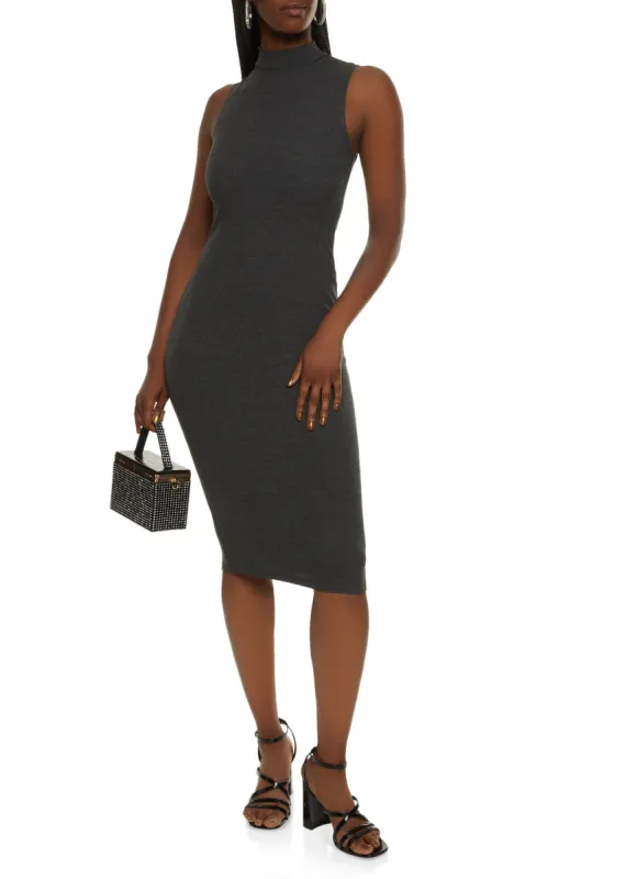 Ribbed Mock Neck Sleeveless Tank Dress sold by Rainbow