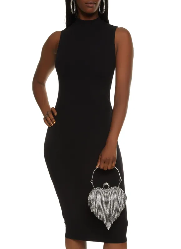 Ribbed Mock Neck Sleeveless Tank Dress sold by Rainbow