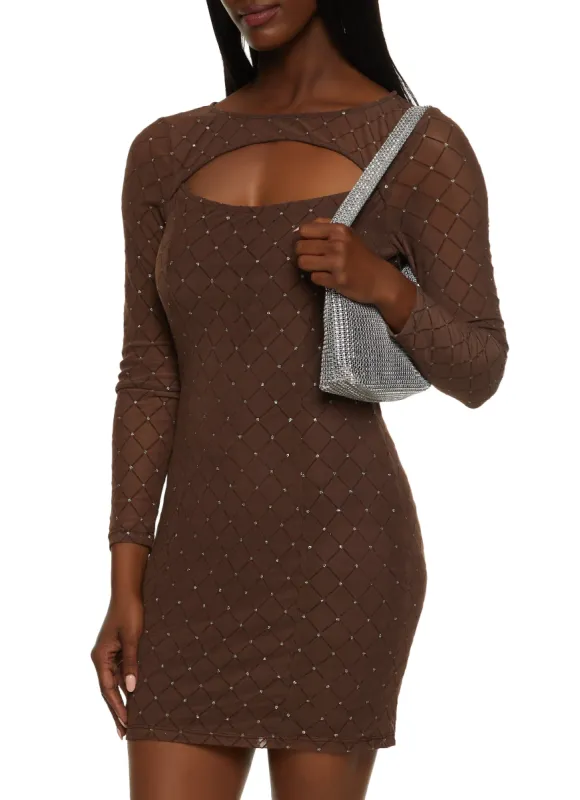 Glitter Mesh Keyhole Dress sold by Rainbow