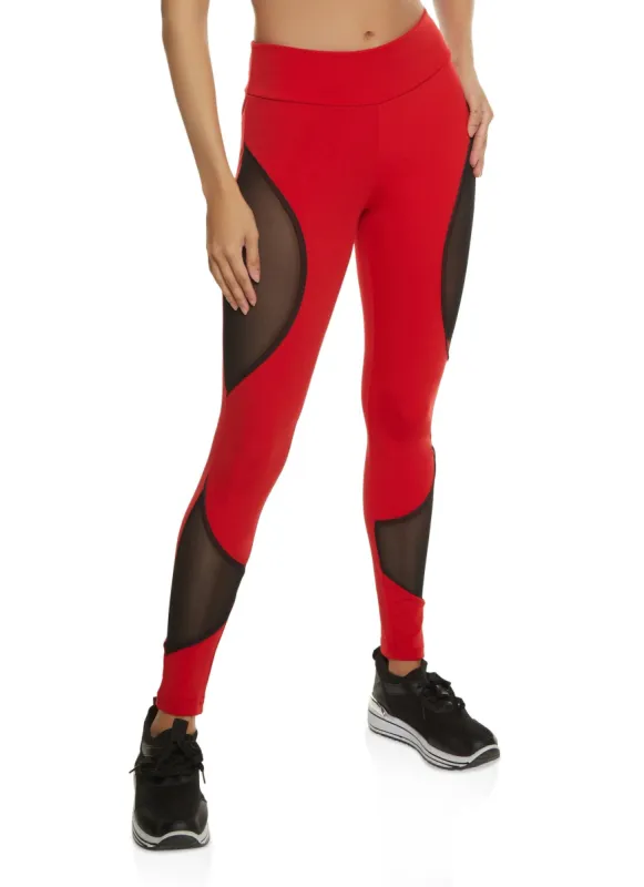 Contrast Trim Mesh Insert Active Leggings sold by Rainbow