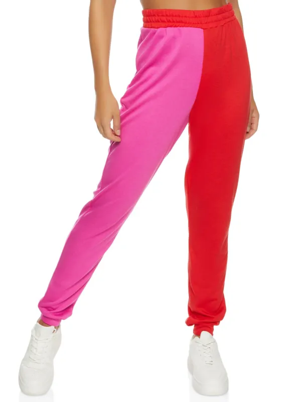 Elastic Waist Color Block Joggers sold by Rainbow