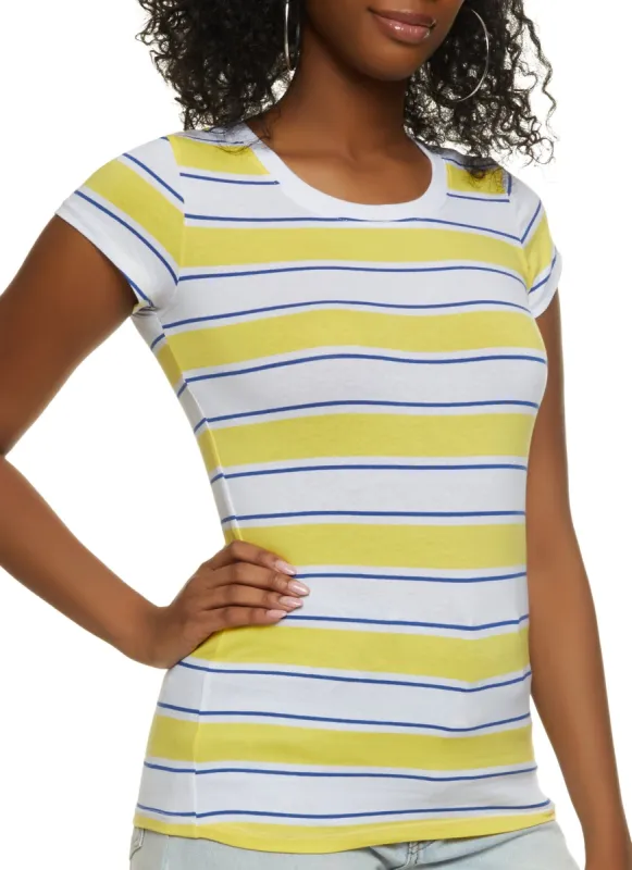 Basic Striped Crew Neck Tee sold by Rainbow